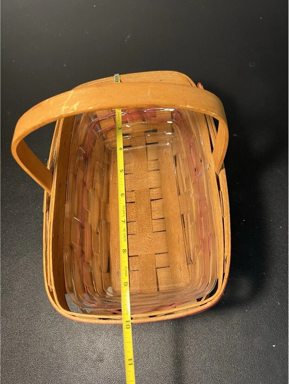 Longaberger 1990 Christmas Gingerbread Basket Signed Plastic Liner, 10x6.5”